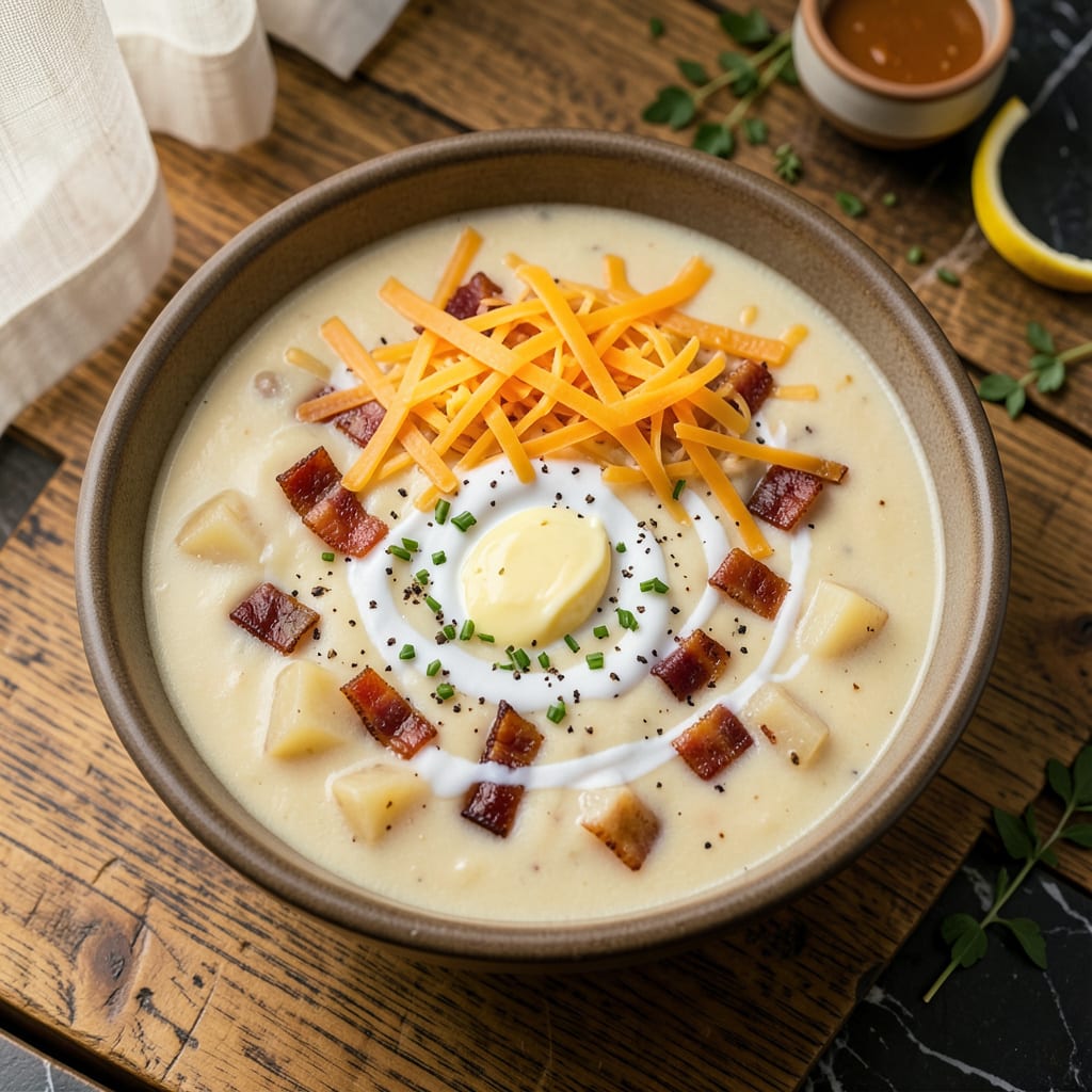 paula deen potato soup recipe illustration with key details