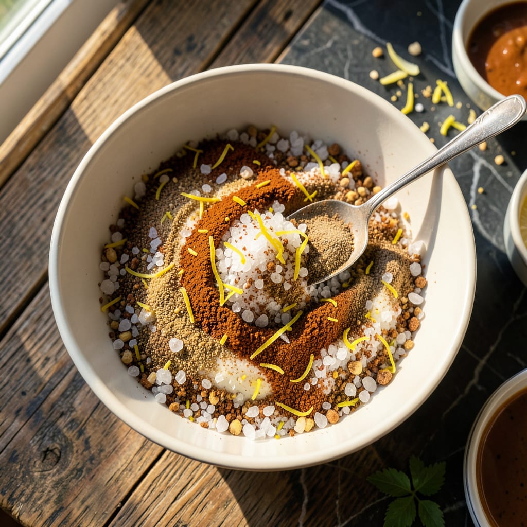 Paula Deen's Silly Salt Recipe: Zesty All Purpose Seasoning Blend illustration with key details