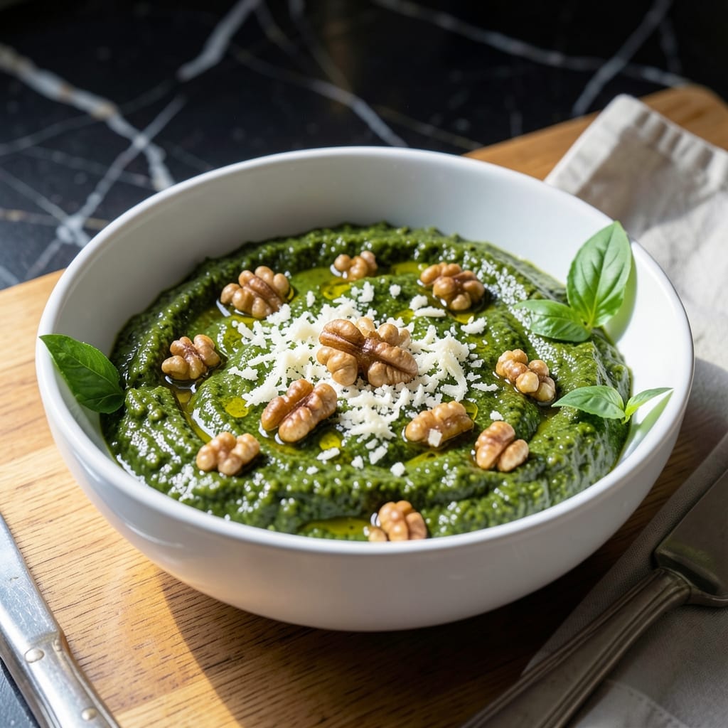 Pesto Recipe No Pine Nuts: Basil Richness With Walnut Swap example with annotations
