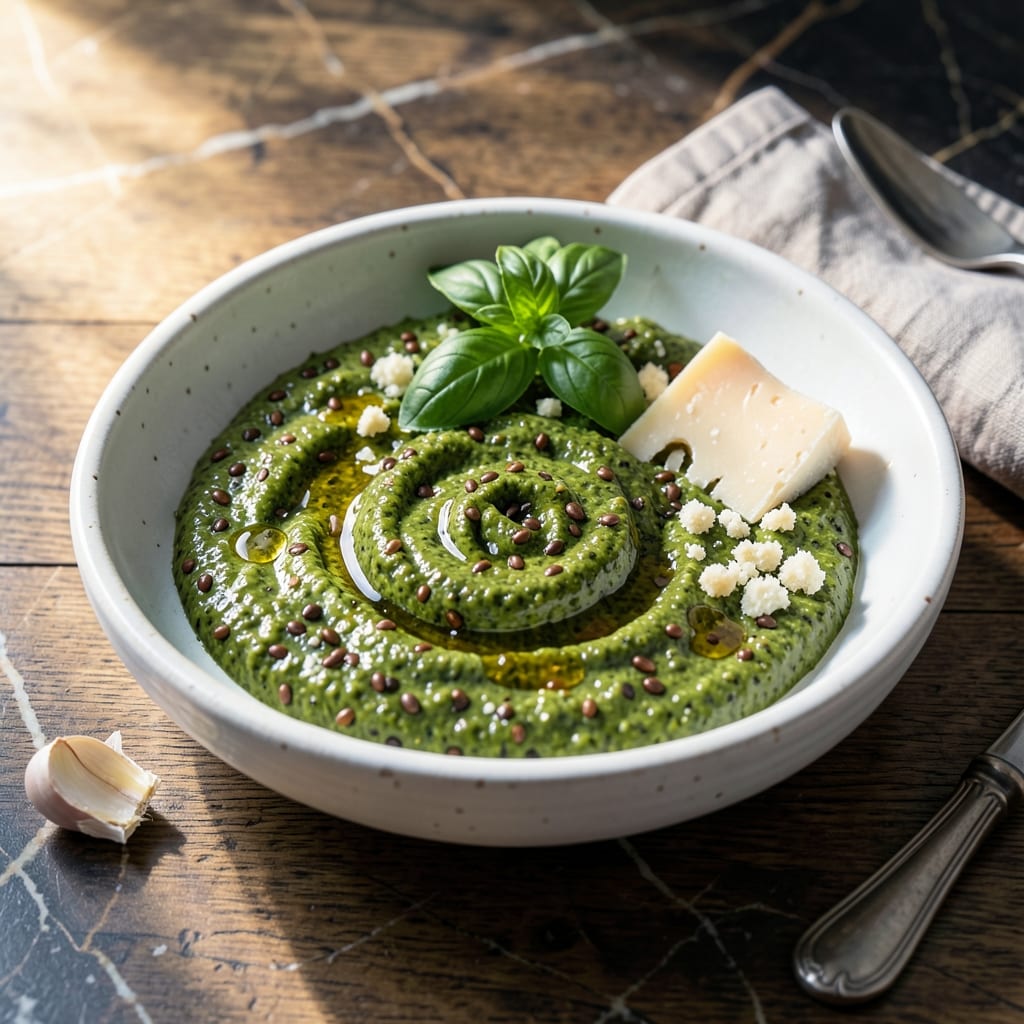 Comprehensive pesto recipe without nuts visual reference