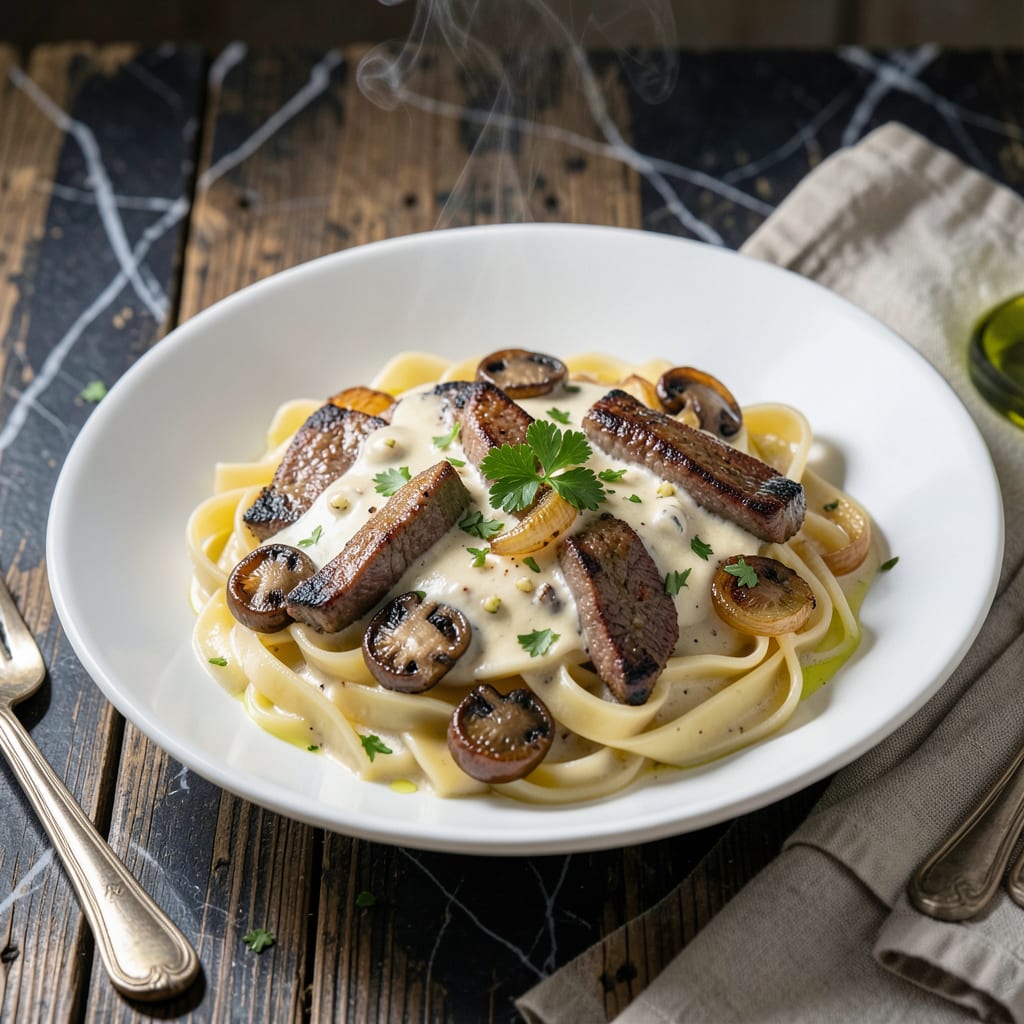 Philadelphia Cream Cheese Stroganoff Recipe: Luxurious Creamy Mushroom Sauce example with annotations