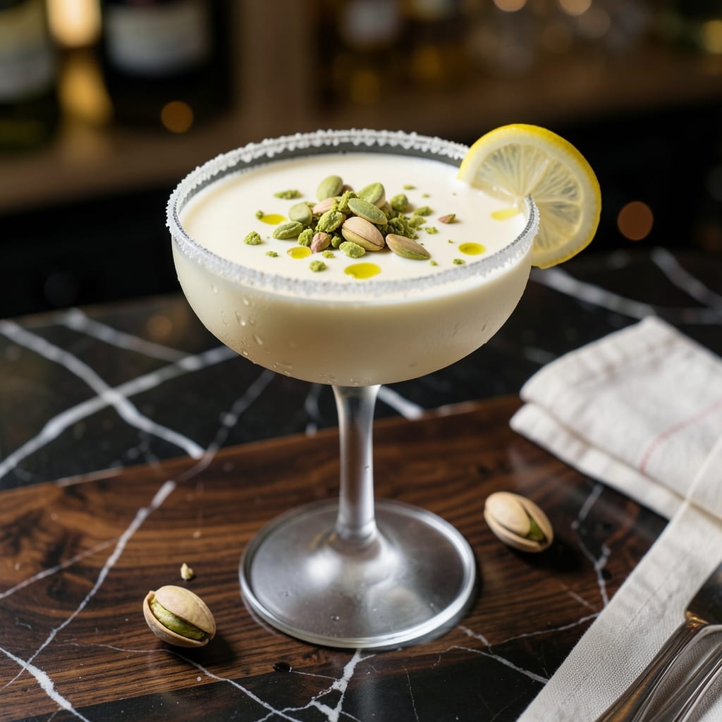 Comprehensive pistachio martini recipe without pistachio liqueur visual reference