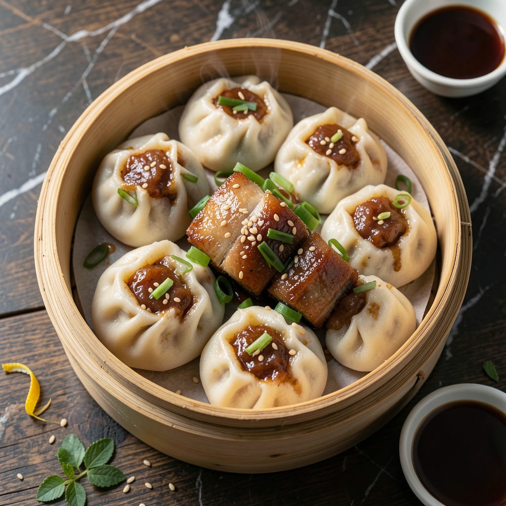 pork belly steamed buns recipe example with annotations