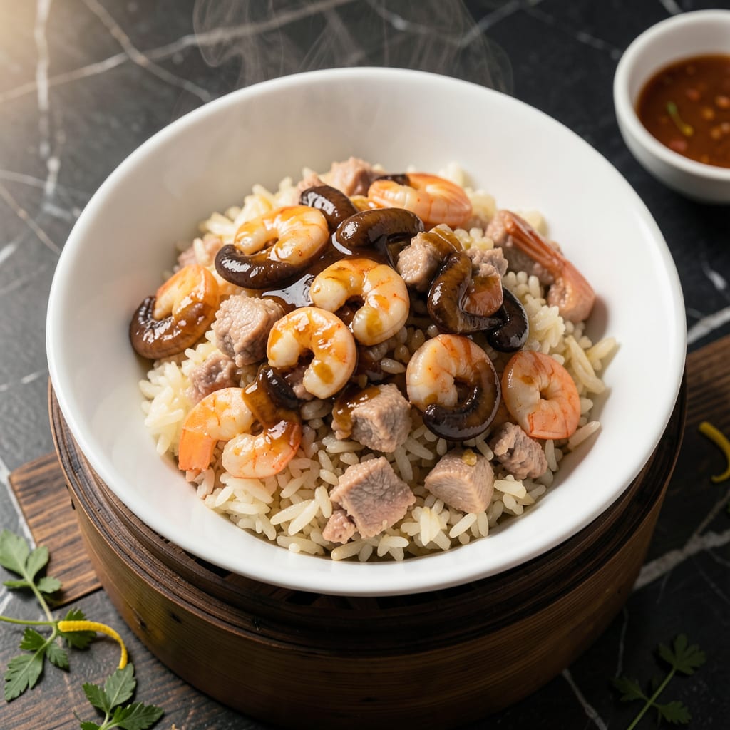 Complete Pork Steamed Rice Dimsum Style Recipe: Fluffy Bites With Shrimp and Pork overview image