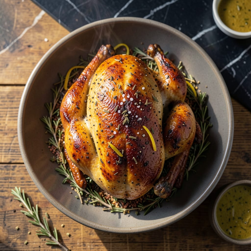 Comprehensive recipe for cooking a whole chicken in a slow cooker visual reference