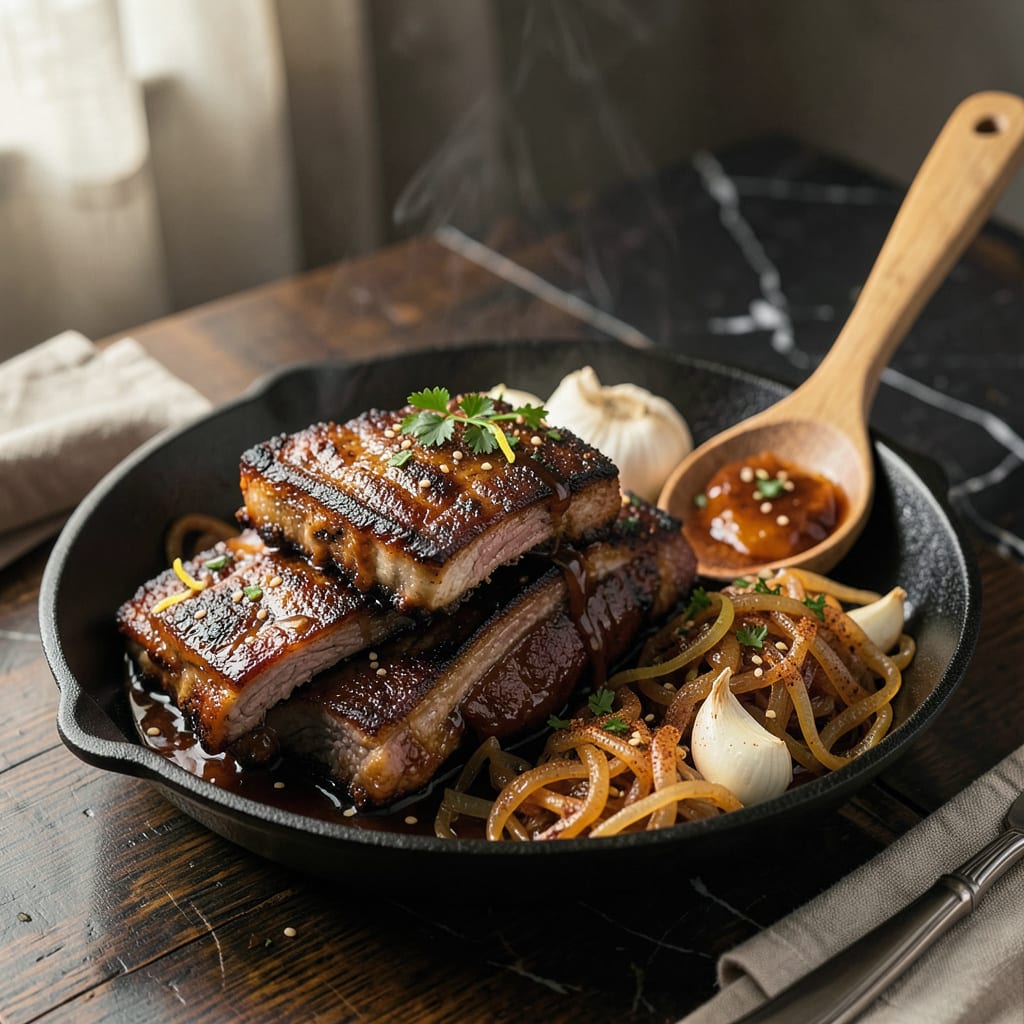 recipe for country style ribs illustration with key details