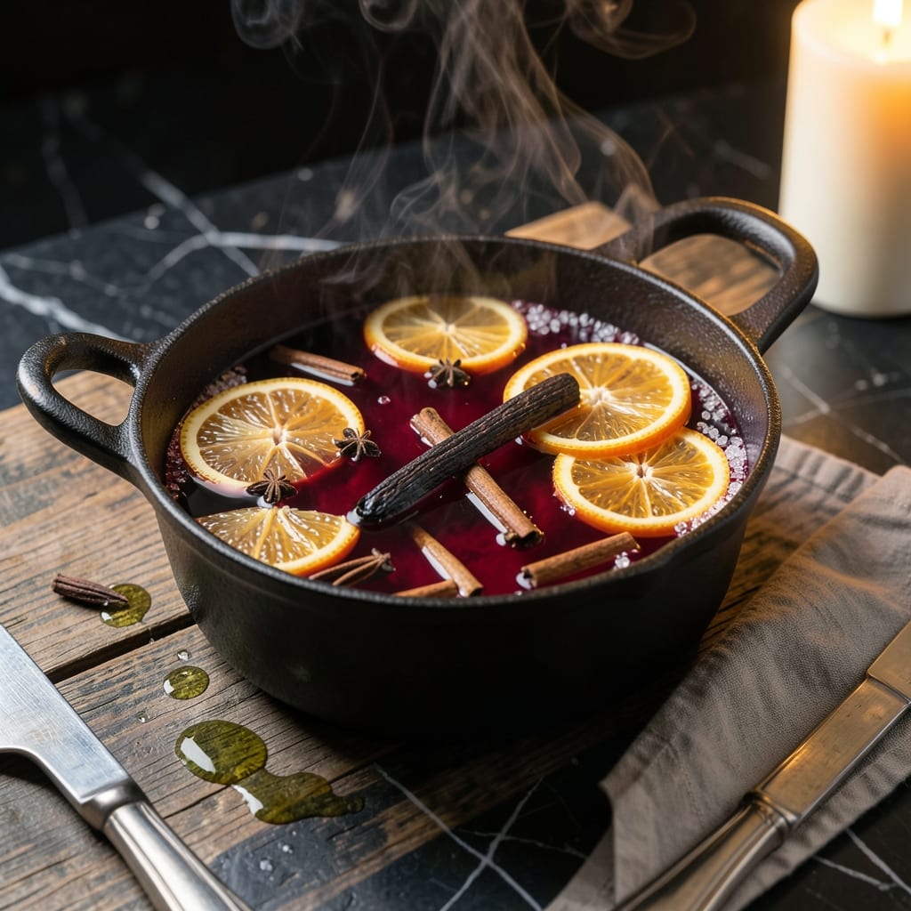 Visual representation of Recipe for Glogg Wine: Spiced Nordic Holiday Mulled Indulgence