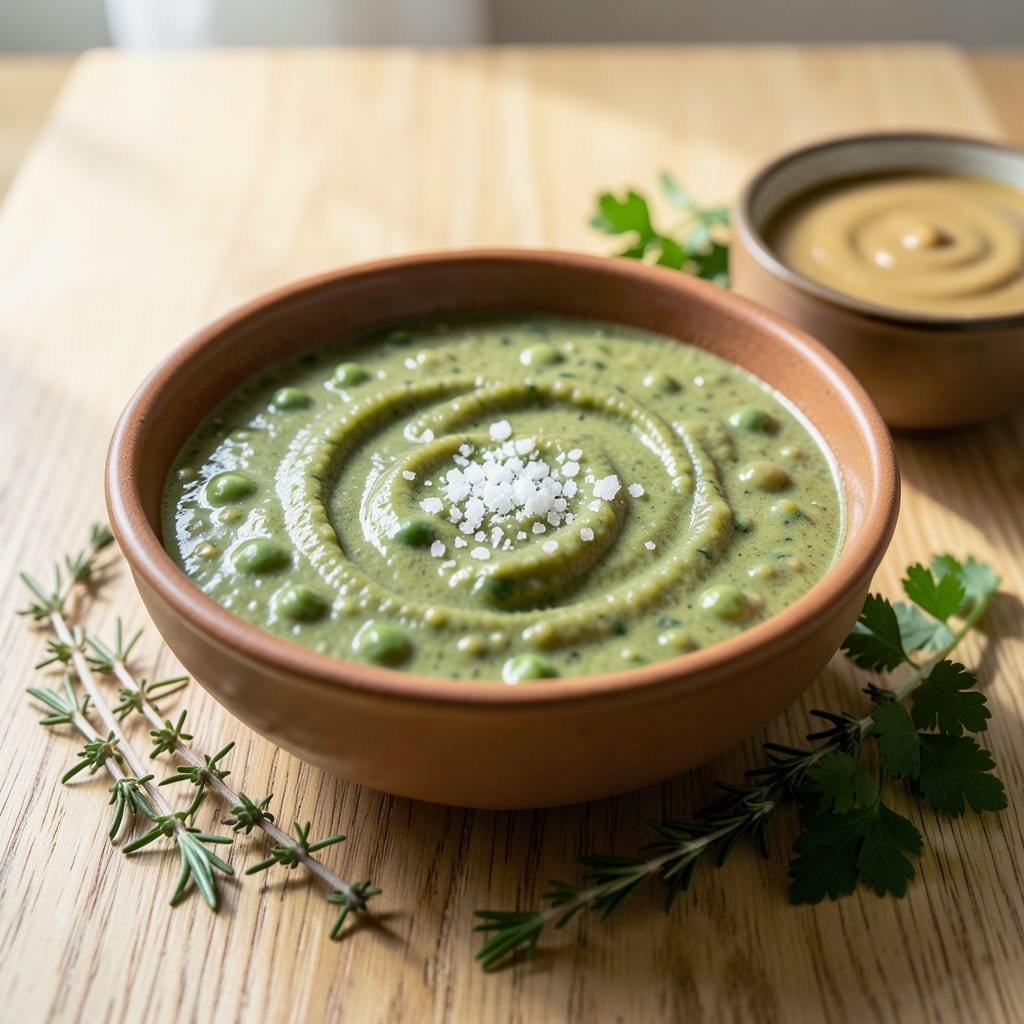 recipe for split pea soup in the crock pot illustration with key details