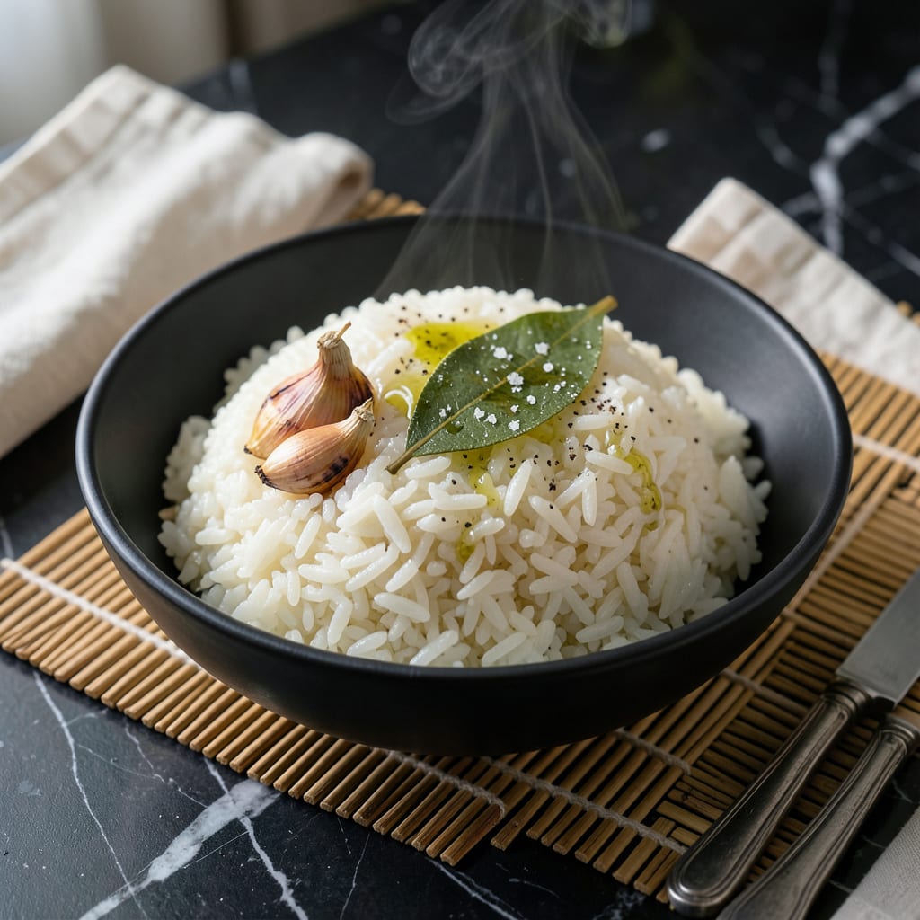 Recipe for Steam Rice: Fluffy Grains in Minutes example with annotations