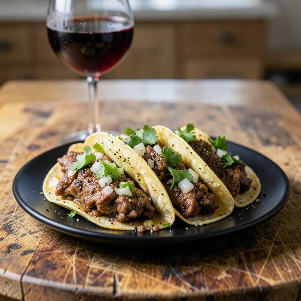 recipe for street tacos illustration with key details