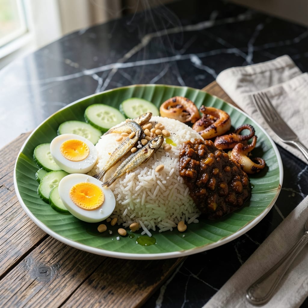Recipe of Nasi Lemak: Fragrant Coconut Rice With Spicy Sambal illustration with key details