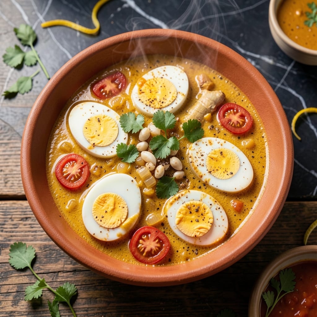 recipe to make egg curry illustration with key details
