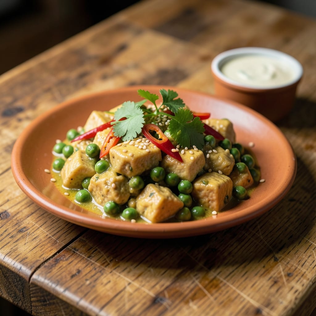 recipe to make matar paneer illustration with key details