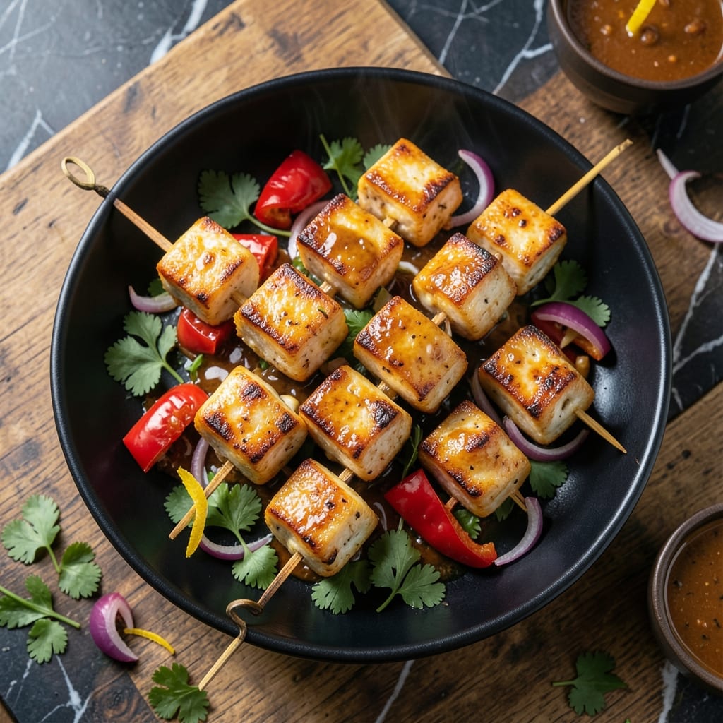 Visual representation of recipe to make paneer tikka