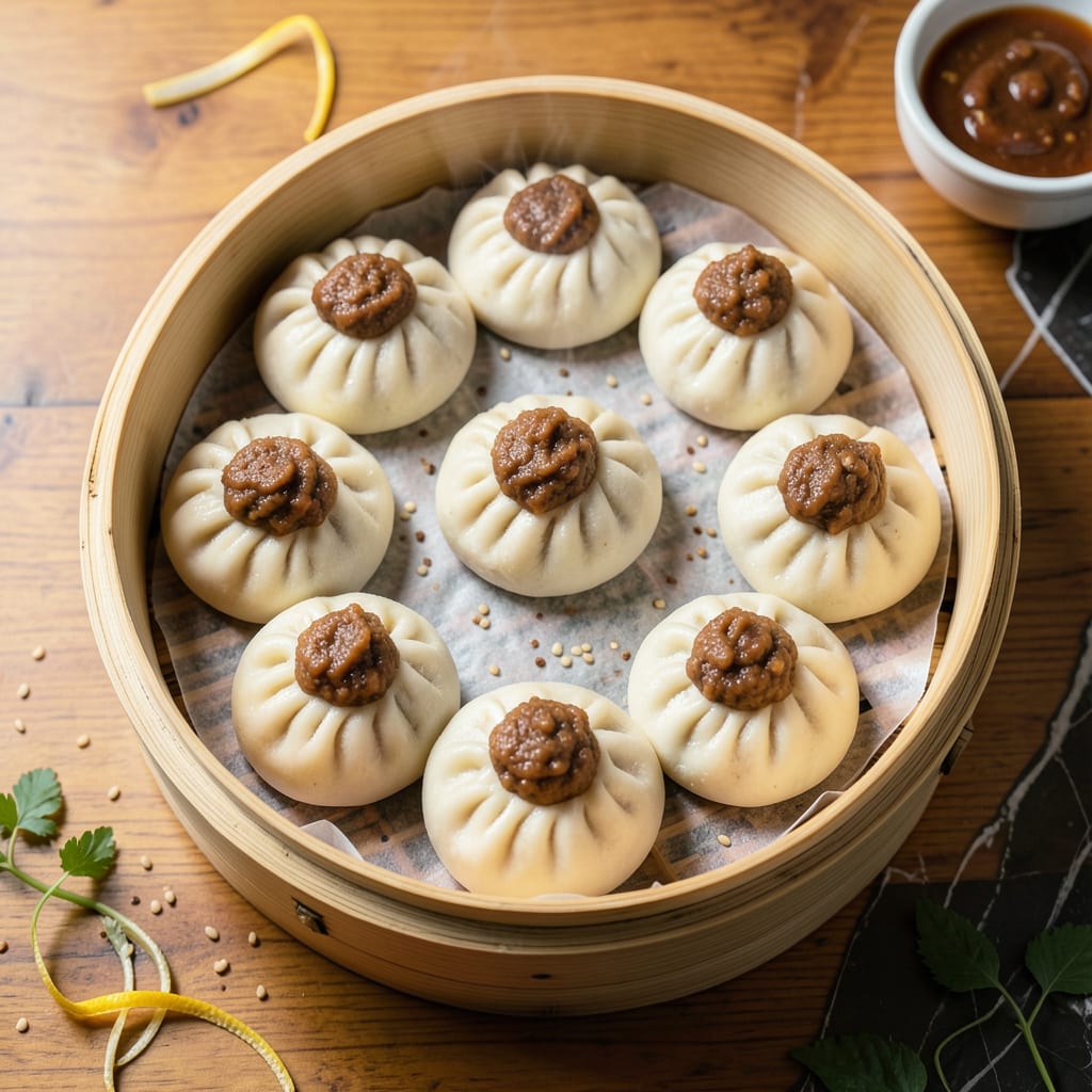 Red Bean Steam Bun Recipe: Soft Pillowy Texture With Sweet Filling example with annotations