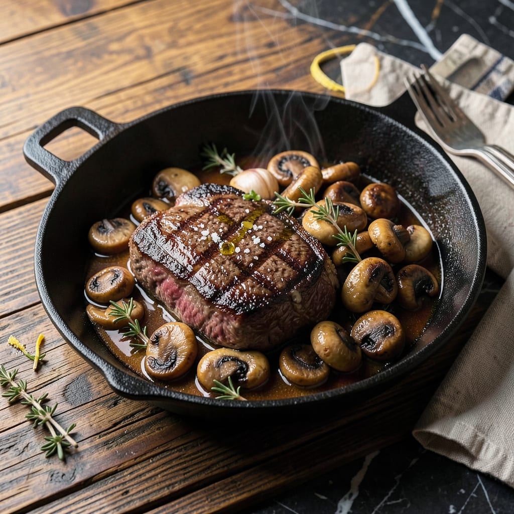 Sautéed Mushrooms Recipe for Steak: Garlicky Butter Glaze in Minutes example with annotations
