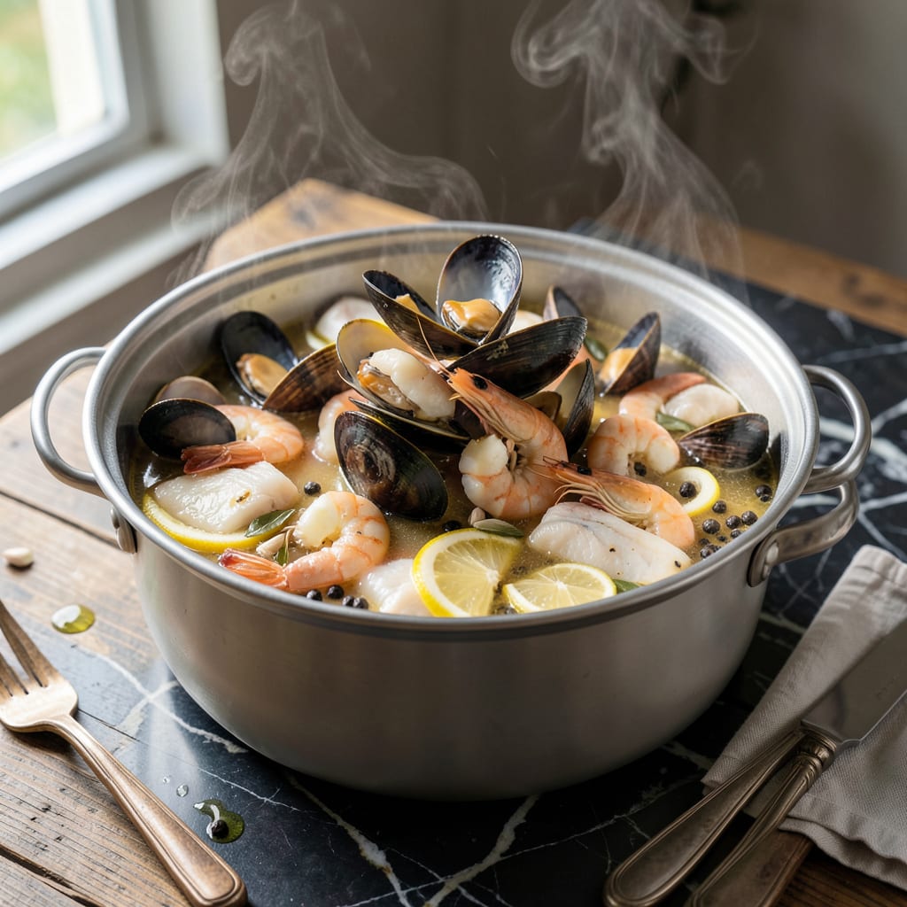 Complete seafood steamer pot recipe overview image