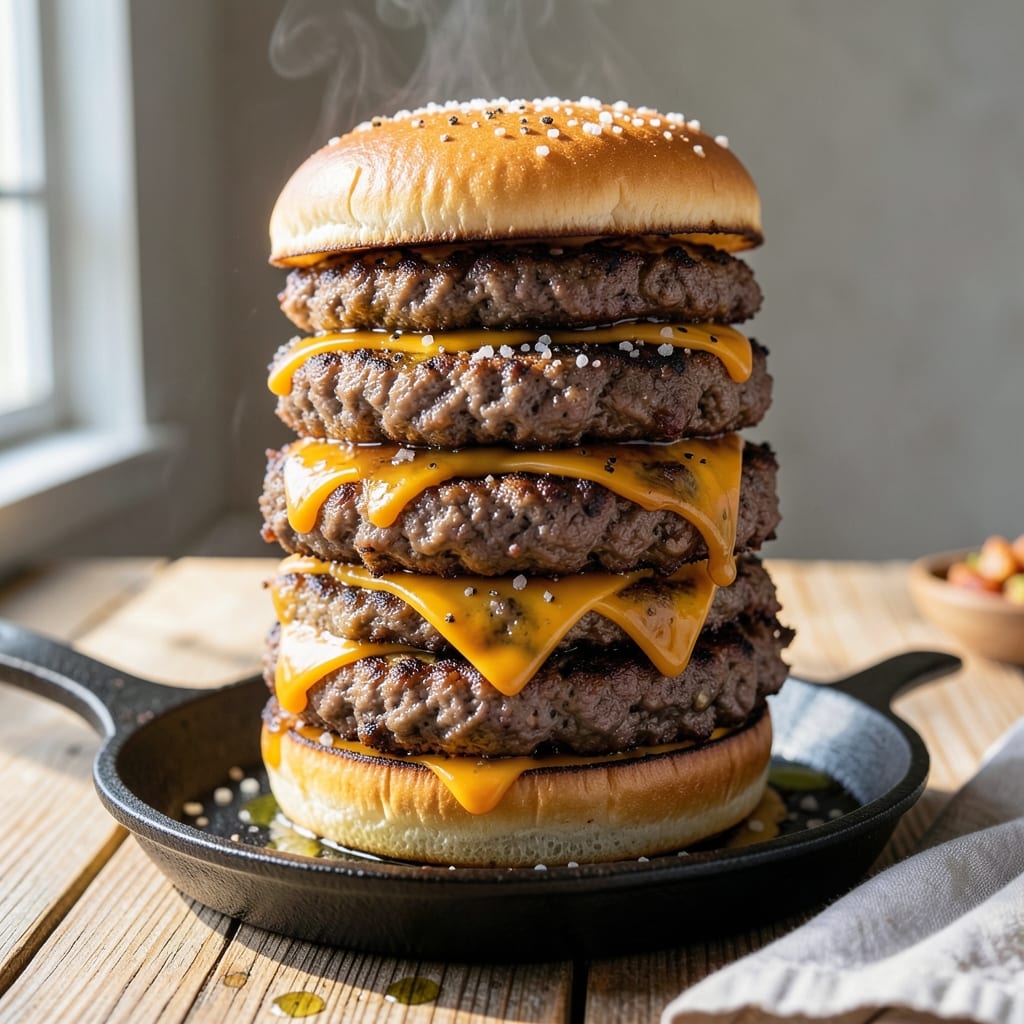 Smash Burger Recipe Blackstone: Double Cheese Meltdown with Caramelized Edges example with annotations