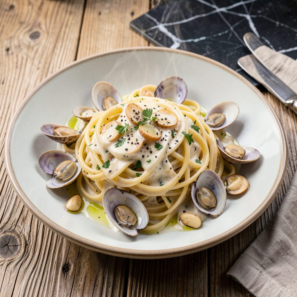 Visual representation of snows white clam sauce recipe