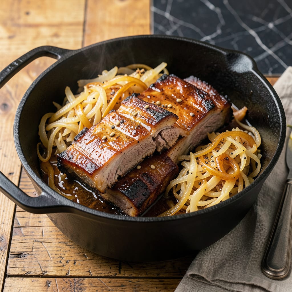 spare ribs and sauerkraut recipe illustration with key details