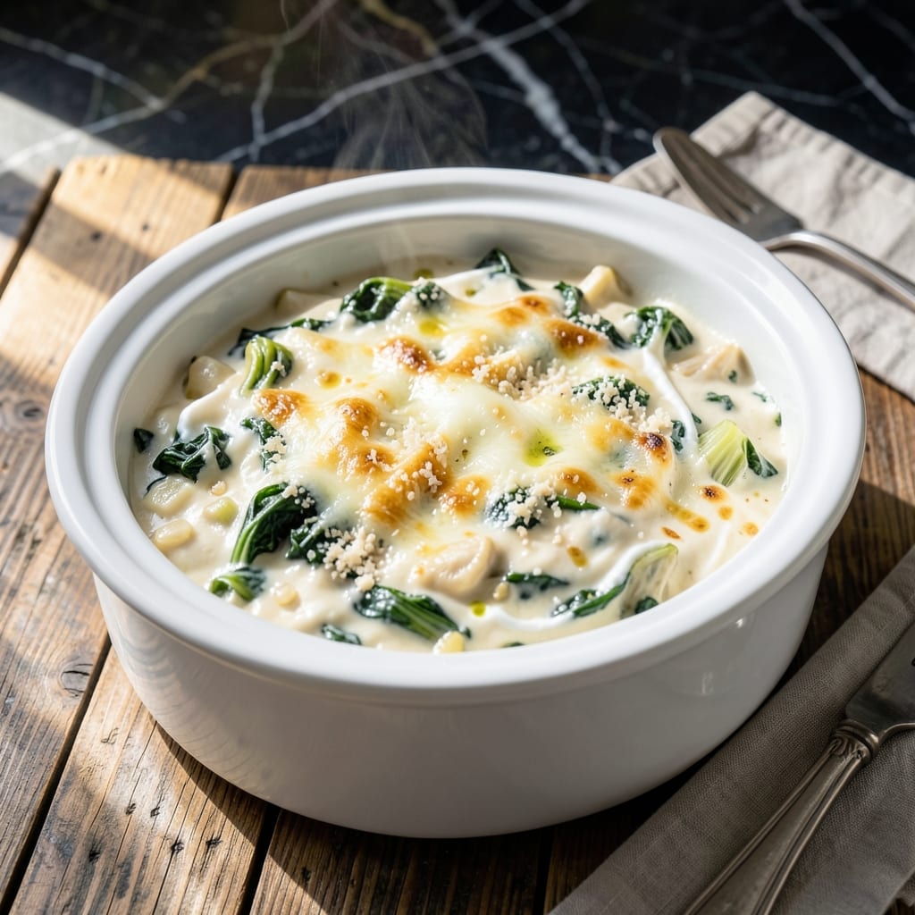 spinach artichoke dip recipe crock pot example with annotations