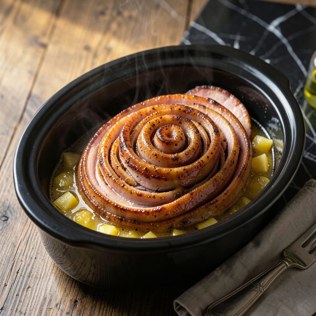 Complete spiral ham crockpot recipe overview image