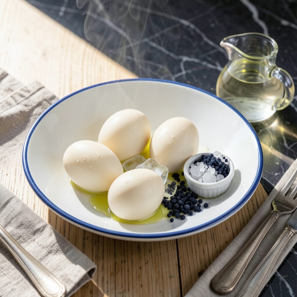 Steam Boiled Eggs Recipe: Silky Whites and Runny Yolks illustration with key details