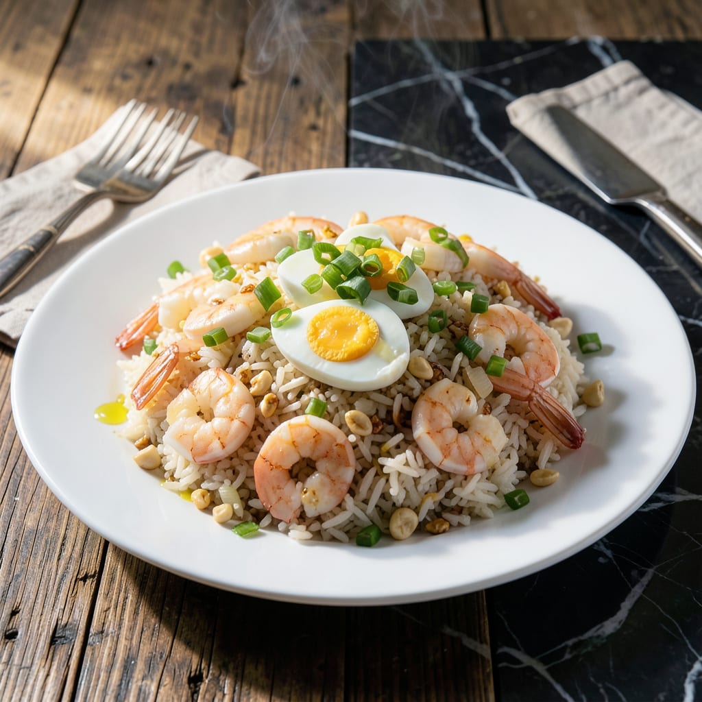 Visual representation of Steam Fried Rice Cebu Recipe: Savory Garlic and Shrimp Delight