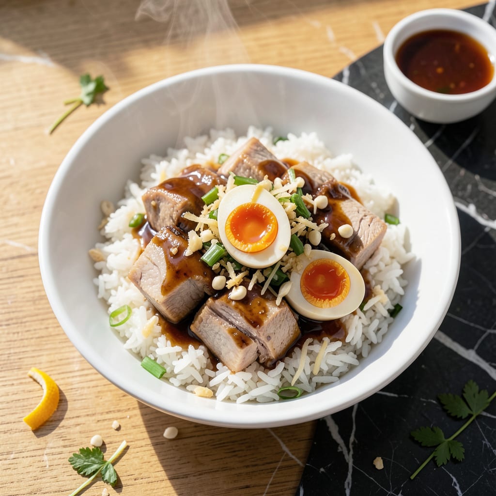 Steam Pork With Salted Egg Recipe: Cantonese Style Rich and Silky Delight illustration with key details