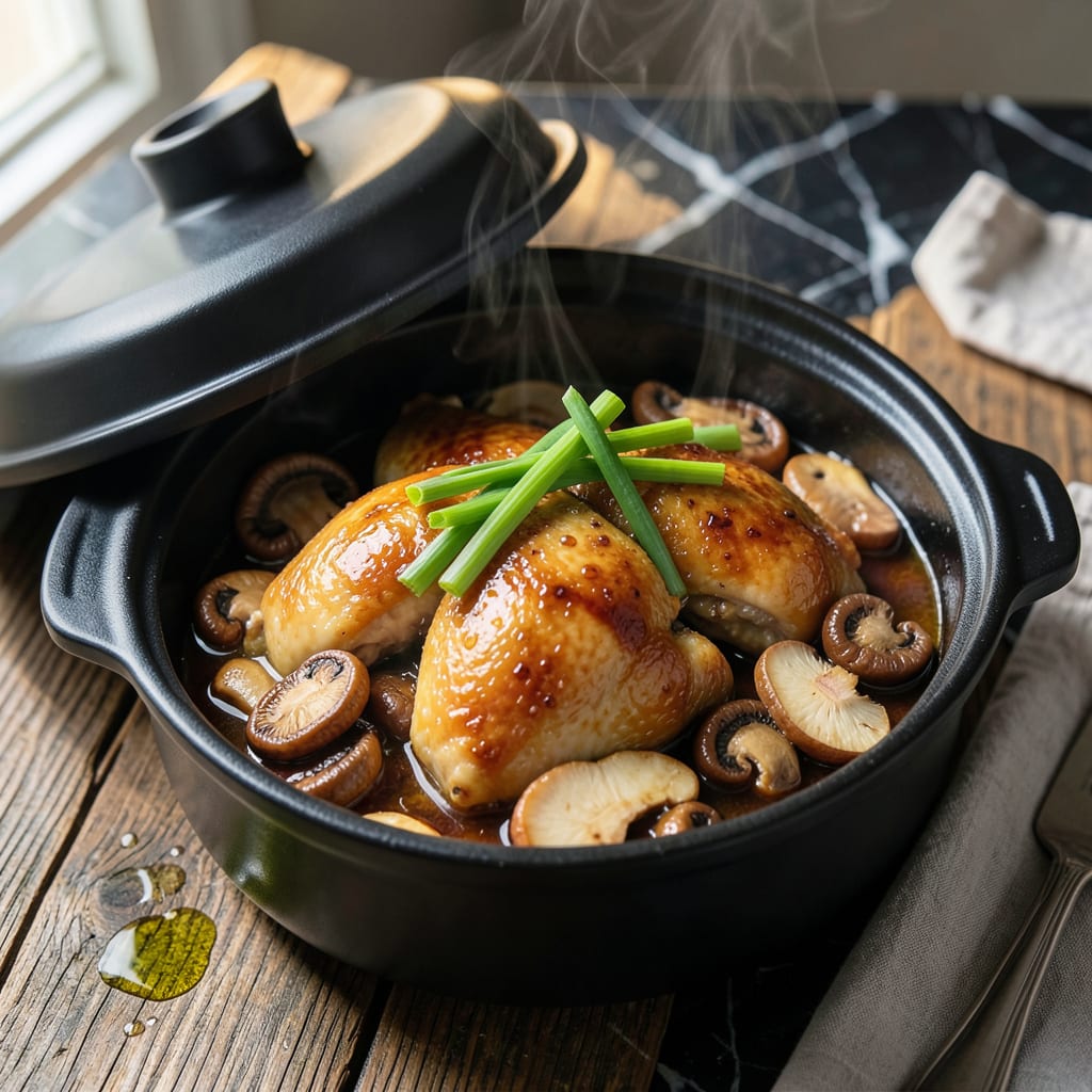 Steam Pot Chicken Recipe: Cantonese Style One Pot Savory Comfort illustration with key details