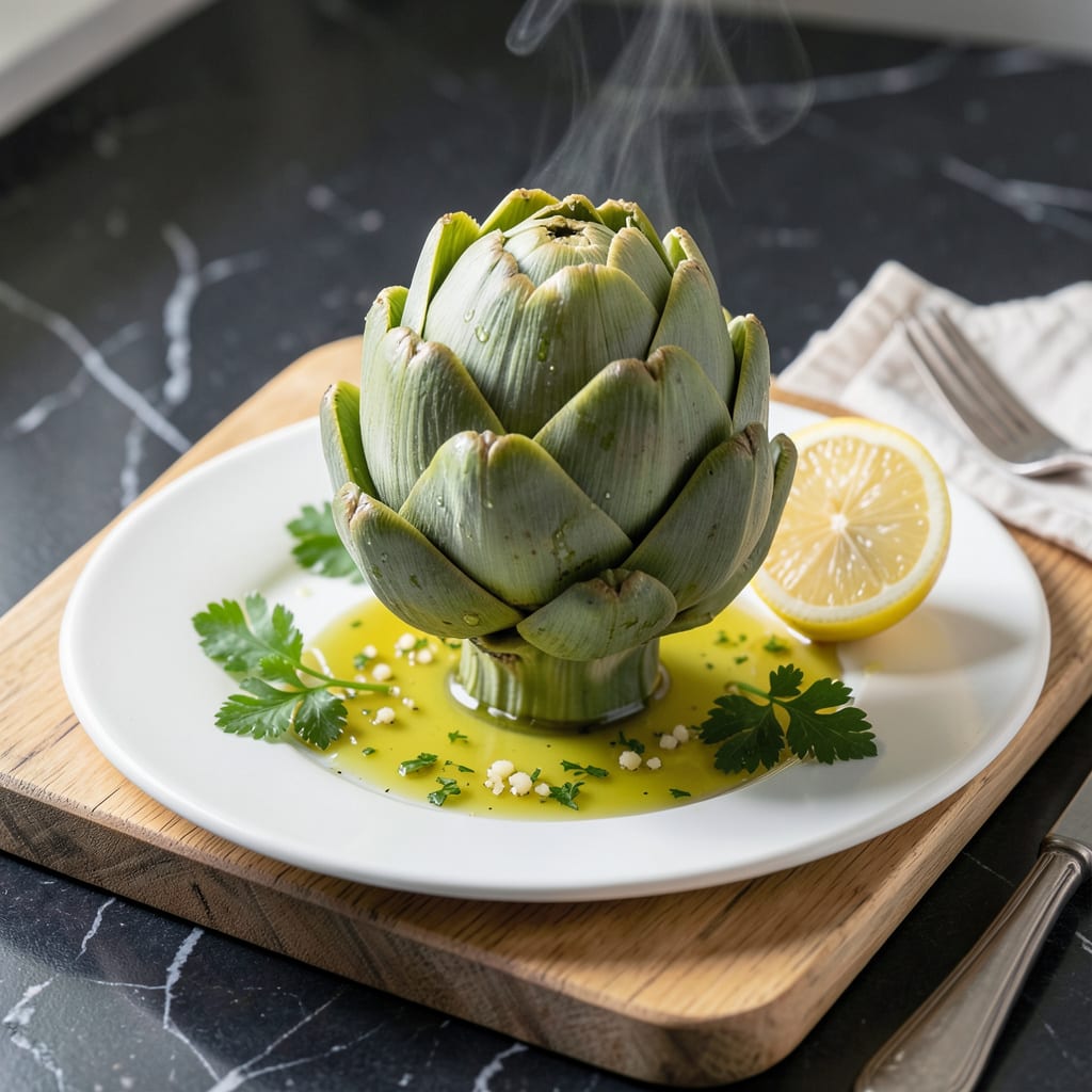 Steamed Artichoke Recipe: Bright Lemon Garlic Infusion example with annotations