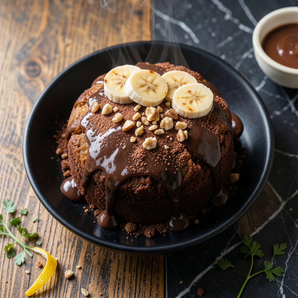 Steamed Banana Chocolate Cake Recipe: Moist and Rich Without an Oven example with annotations