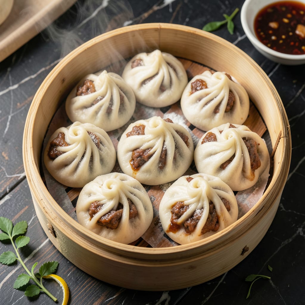 Steamed BBQ Pork Buns Recipe: Pillowy Soft With Sweet Savory Filling example with annotations