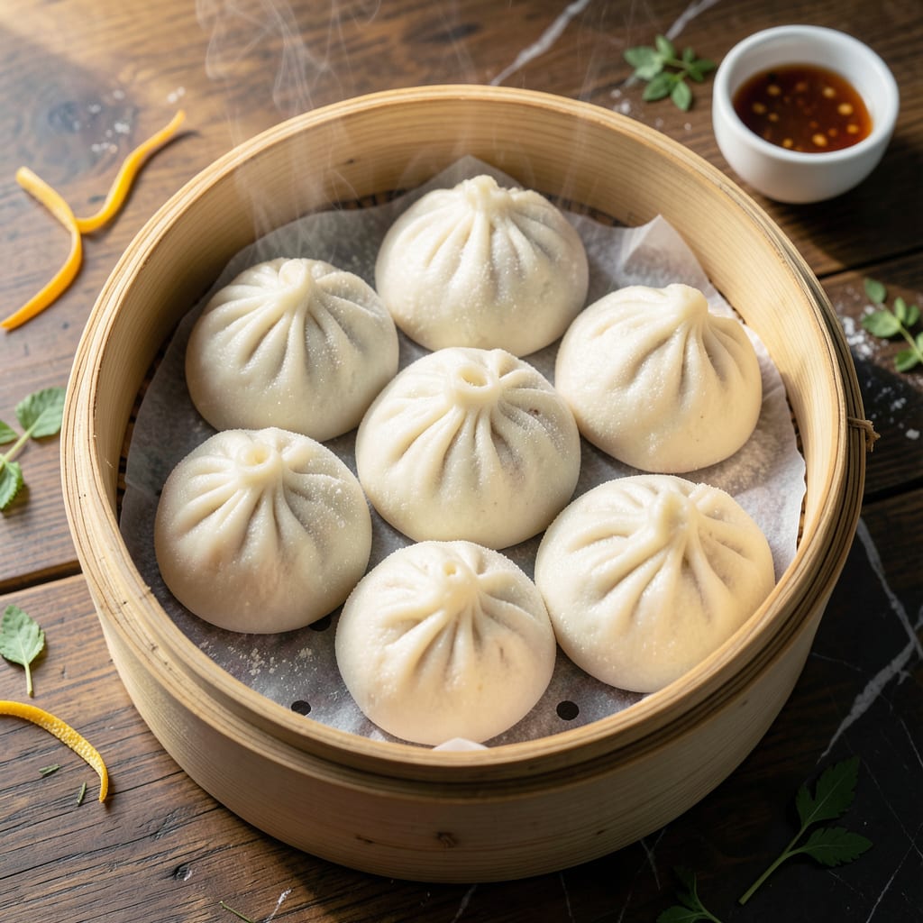 Steamed Buns: Fluffy Pillows With Savory Fillings illustration with key details