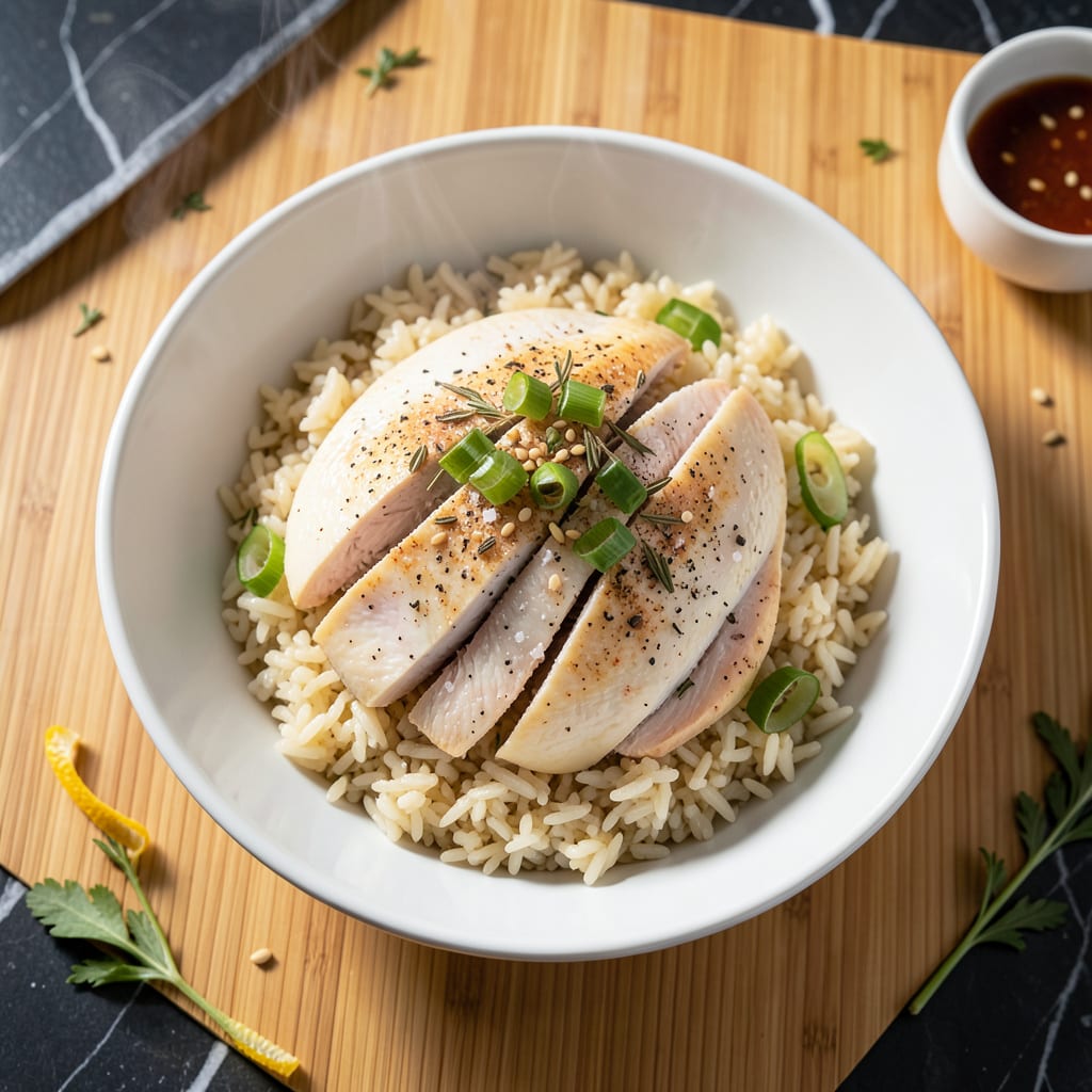 steamed chicken recipe rice cooker example with annotations