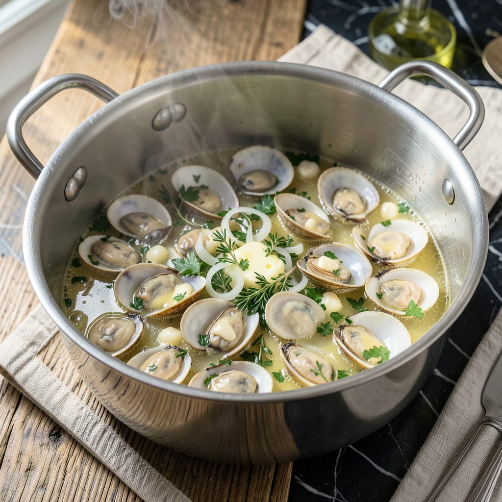 Steamed Clams Recipe Without Wine: Briny Sweetness in a Light Broth detailed visual guide