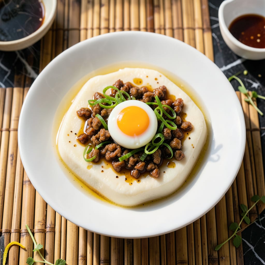 Visual representation of Steamed Egg Tofu Minced Pork Recipe: Cantonese Cloud Custard With Savory Bites