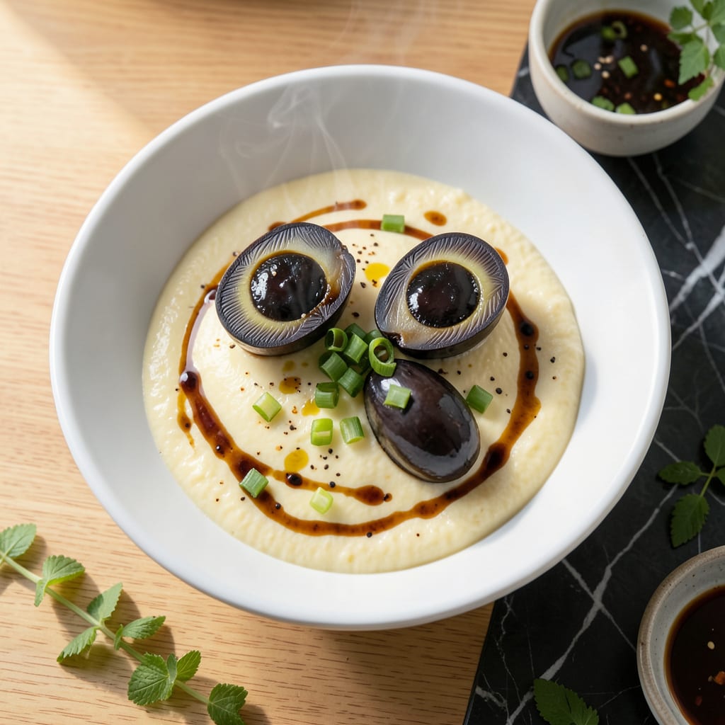 Steamed Egg With Century Egg Recipe: Savory Silk With Preserved Depth example with annotations