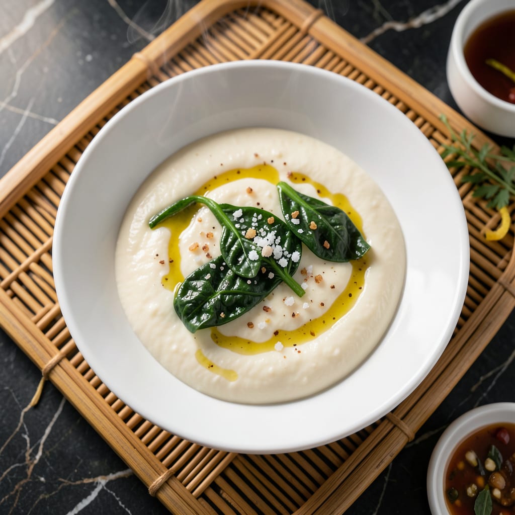 steamed egg with spinach recipe illustration with key details