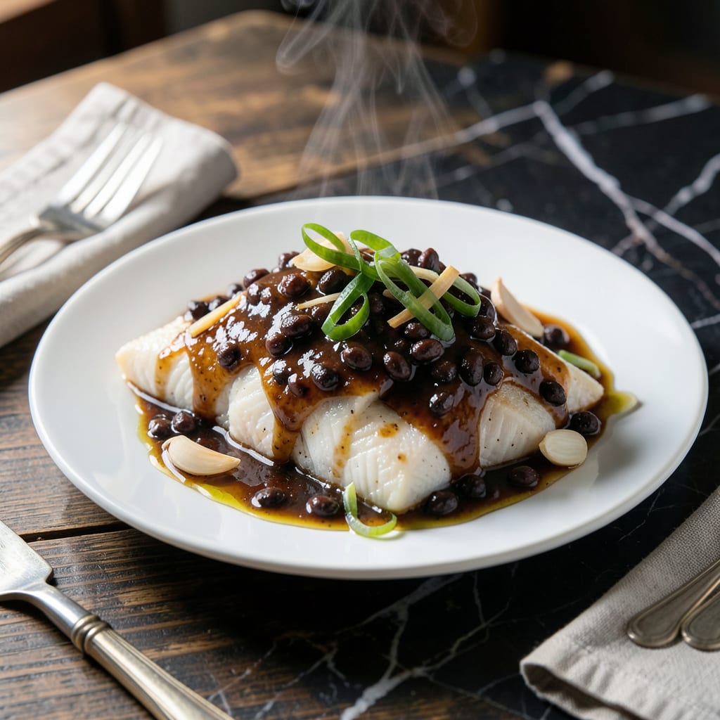 Steamed Fish Fillet With Black Bean Sauce Recipe: Cantonese Style Silky Tenderness illustration with key details