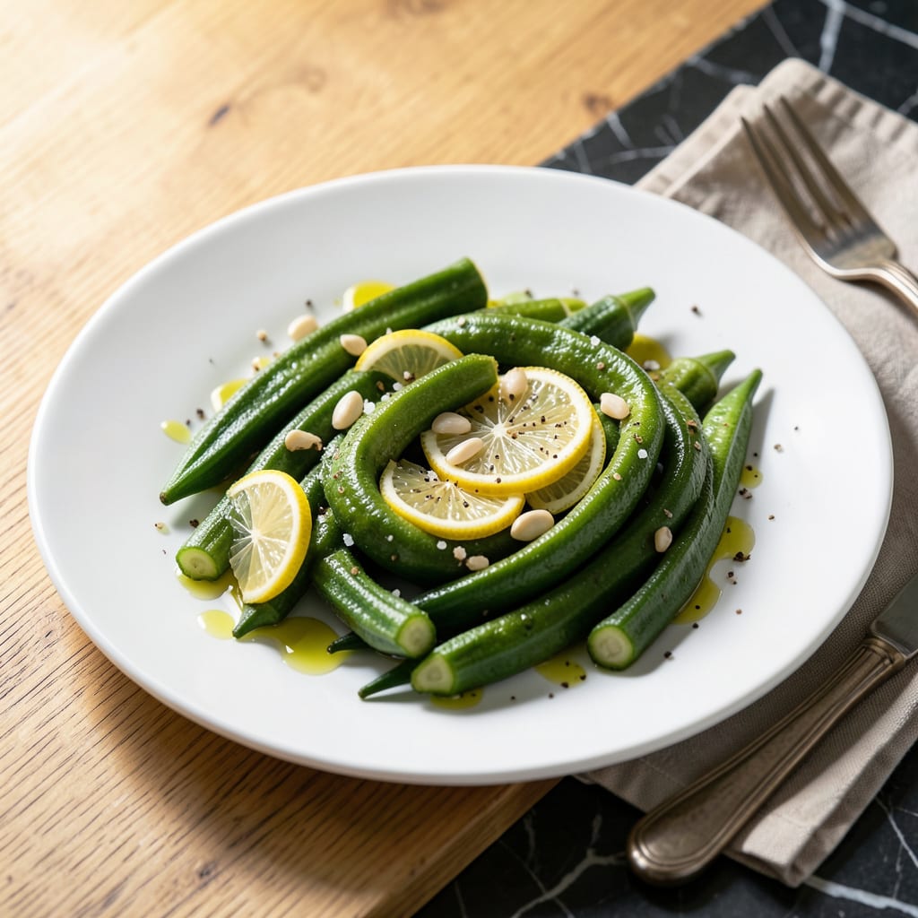 Steamed Okra Recipe: Slimy Free Pods With Zesty Lemon Twist example with annotations