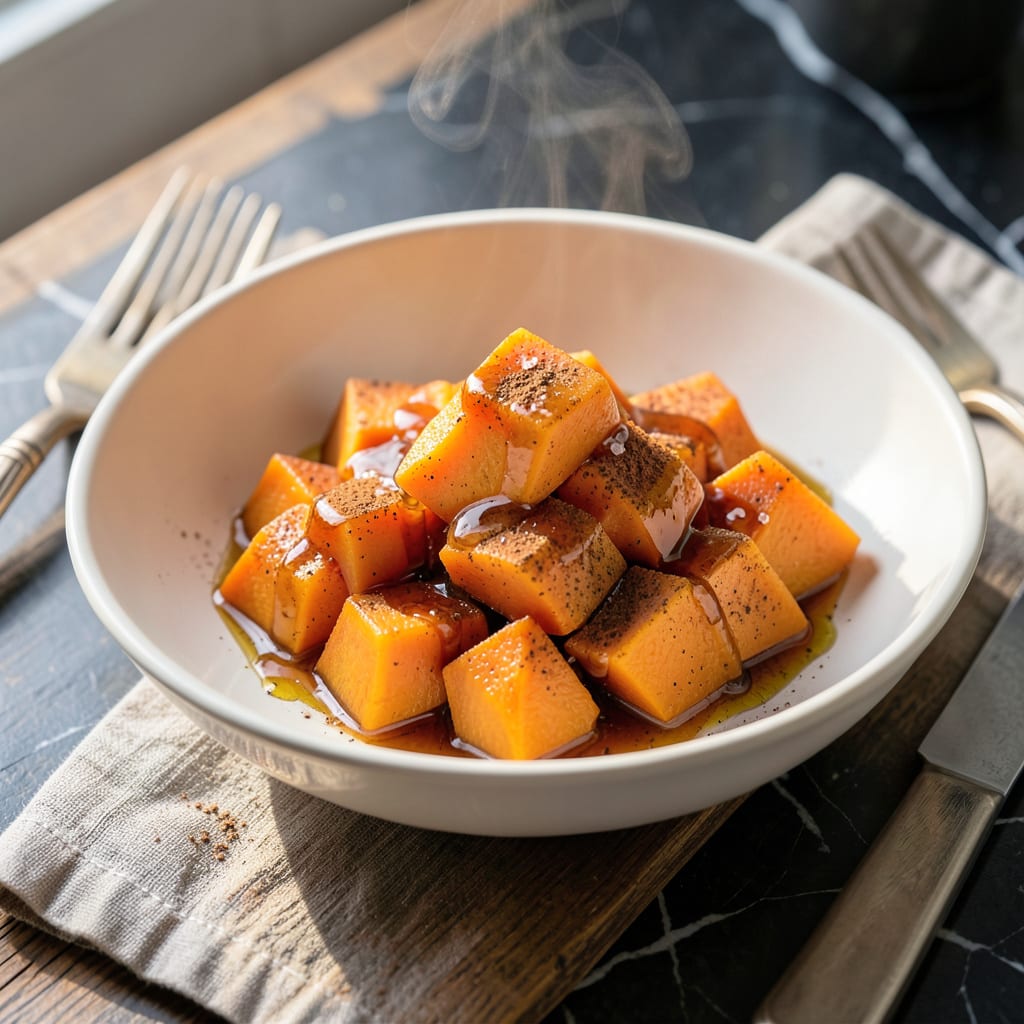 Visual representation of steamed pumpkin recipe