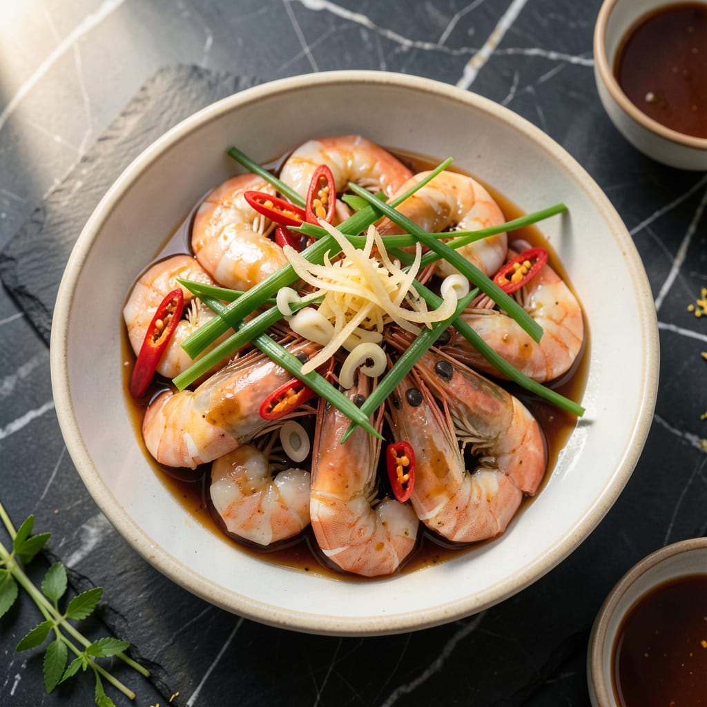 steamed spiced shrimp recipe example with annotations