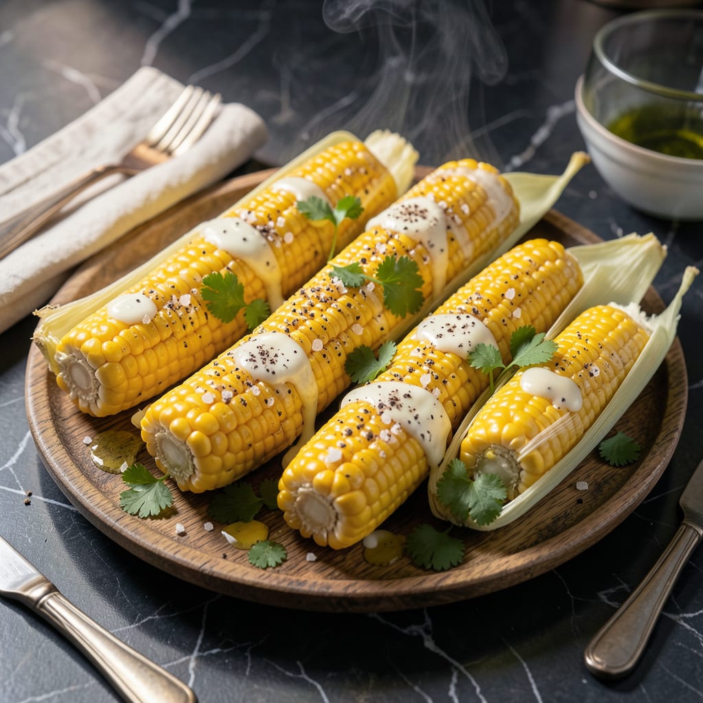 Steamed Sweet Corn Recipe: Buttery Kernels Straight From the Cob illustration with key details