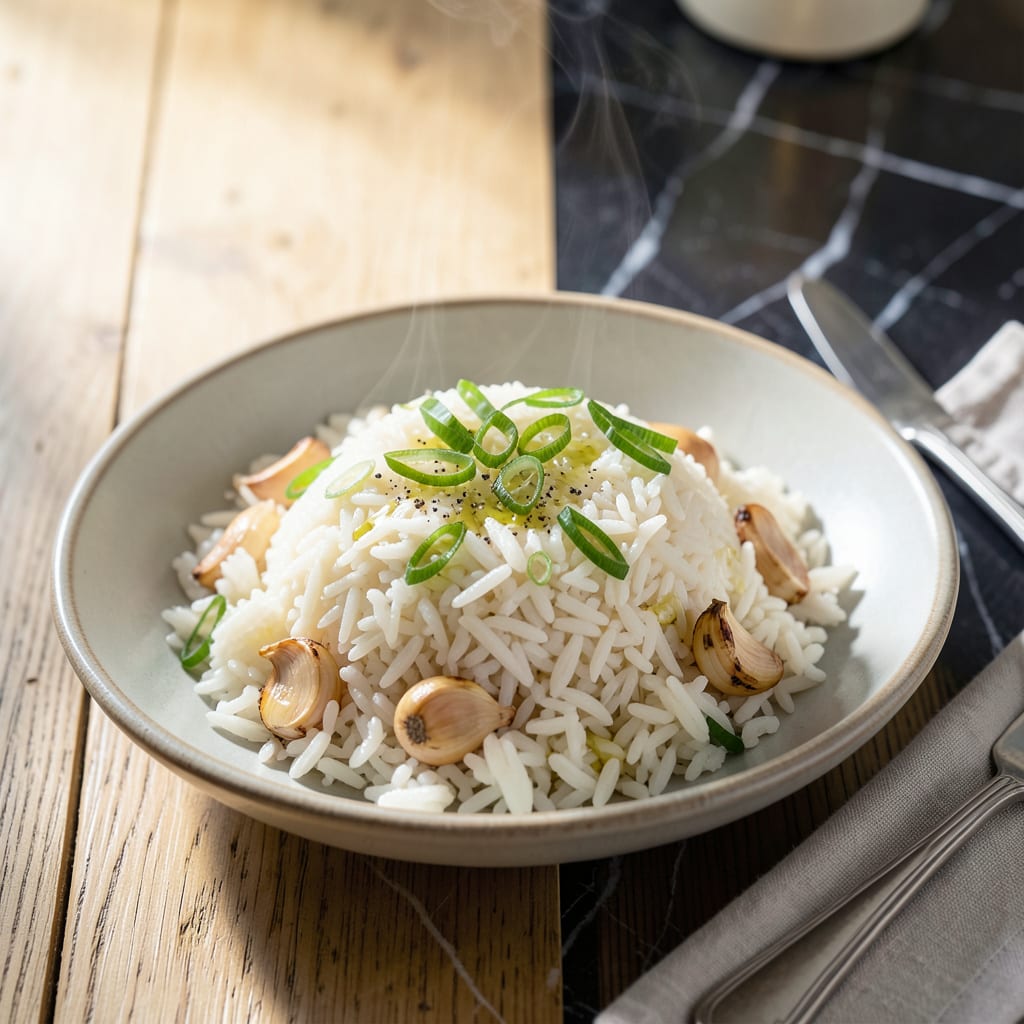 Steamed White Rice Recipe: Perfectly Sticky and Separated Grains example with annotations