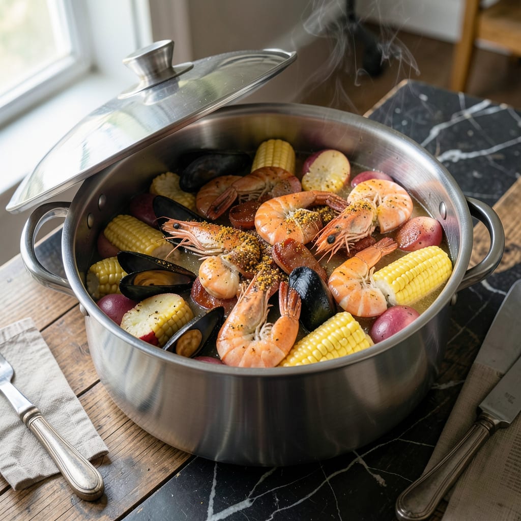 Complete Steamer Pot Recipe: One Pot Seafood Feast overview image
