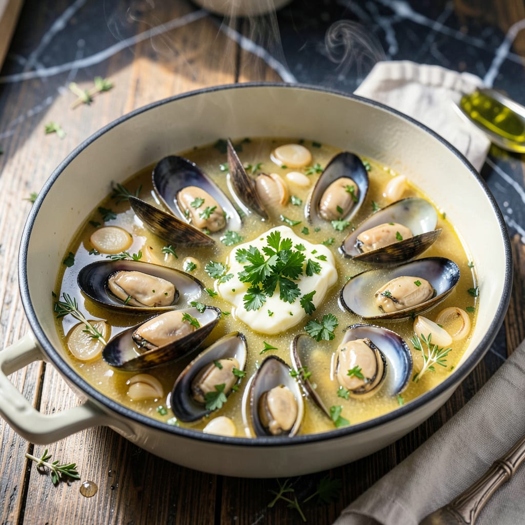 Steamers Recipe White Wine: One Pot Seafood Elegance with Garlic and Herbs example with annotations