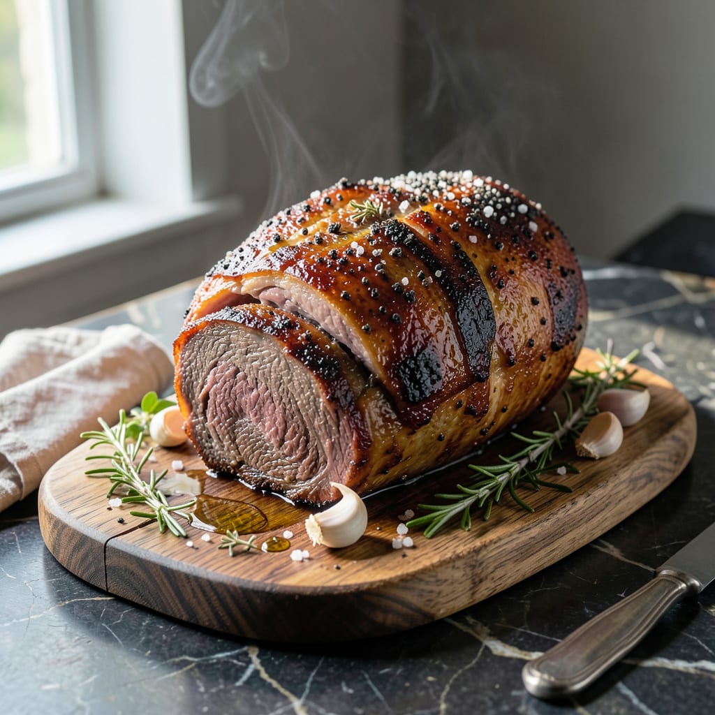 Comprehensive steamship round of beef recipe visual reference