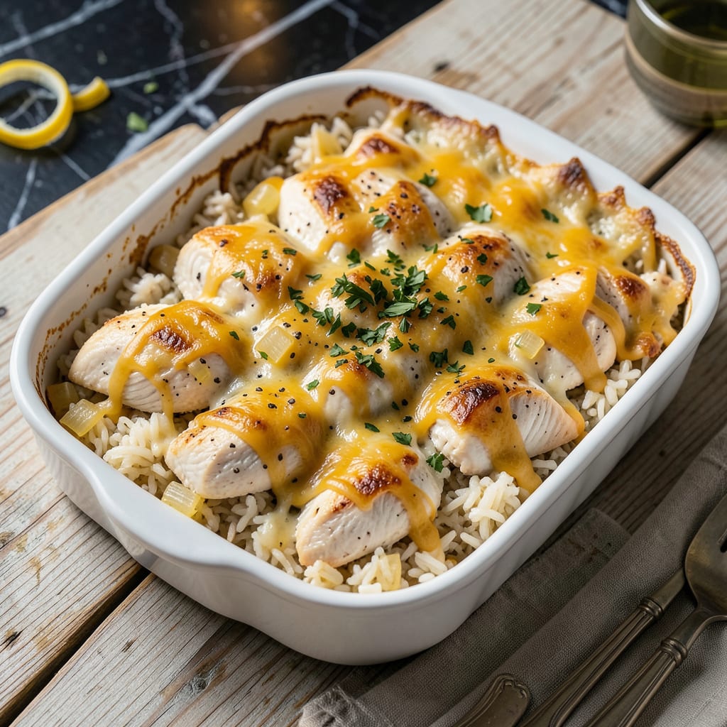 stouffers grandma chicken and rice bake recipe illustration with key details