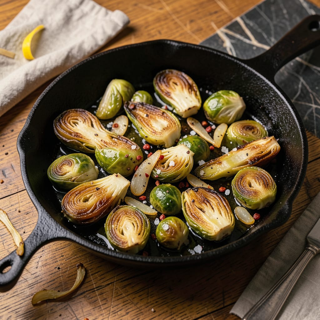stove top brussel sprouts recipe example with annotations